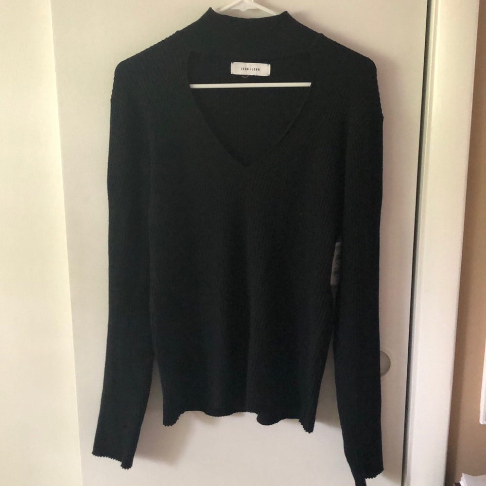Black choker neck peep hole sweater